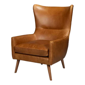 Retro Style Leather Wingback Chair