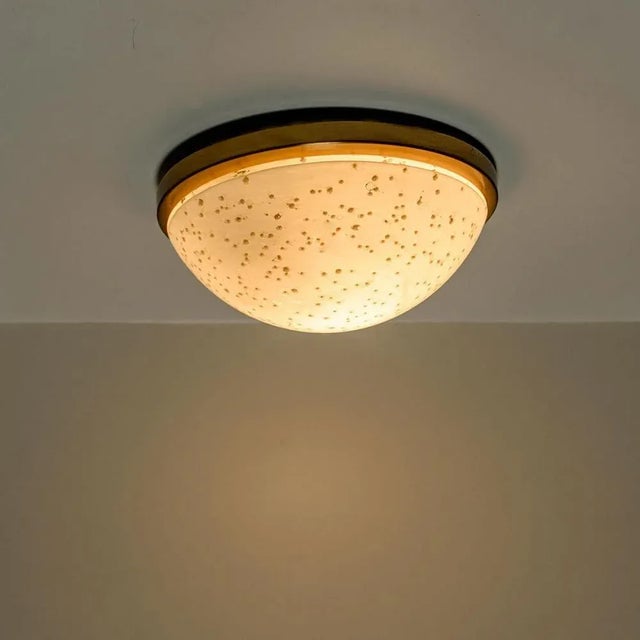 Vintage German Speckled Milk Glass Flush Mount from Peill & Putzler, 1970s For Sale - Image 6 of 12