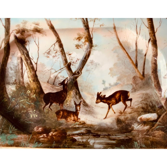 19th Century Magnificent Limoges Game Platter With Compote - Hand-Painted Forest Scene For Sale - Image 6 of 18