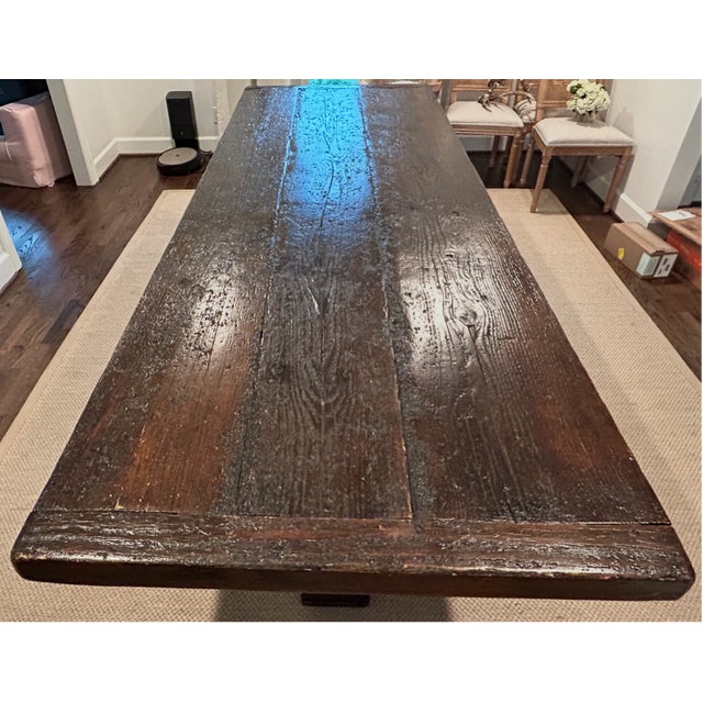 Late 20th Century Late 20th Century Country French Provincial Oak Farmhouse Double Pedestal Dining Table For Sale - Image 5 of 5