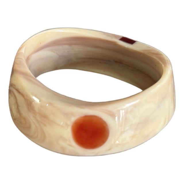 Vintage Monet Directives Bangle Bracelet Carved Resin or Horn Look For Sale