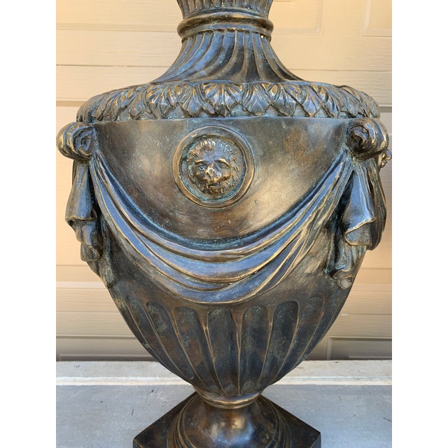 Metal 20th Century Monumental Neoclassical Covered Urns Attributed to Maitland Smith, Pair For Sale - Image 7 of 14