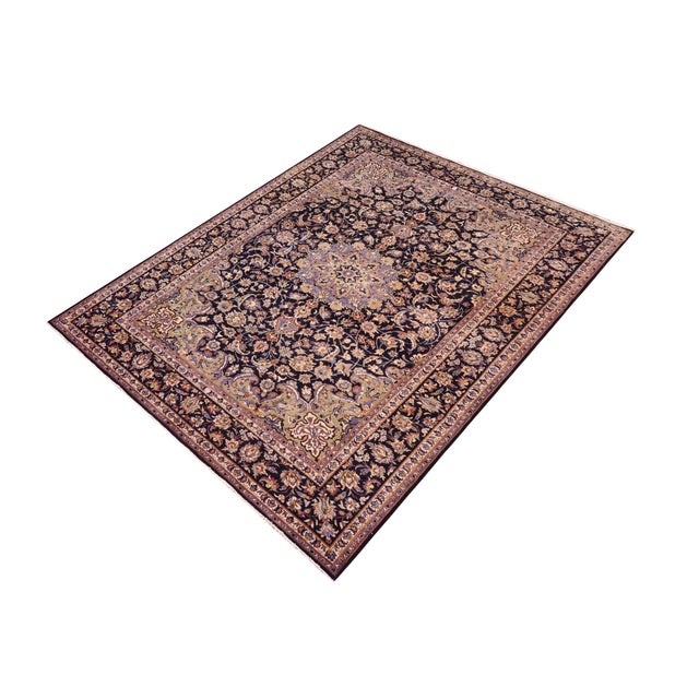 Art Nouveau Art Nouveau Antique Blue/Beige Wool Rug - 9'7'' X 12'11'' For Sale - Image 3 of 10