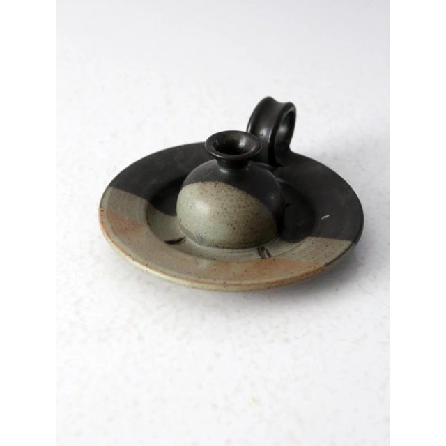 Black Vintage Beaver Creek Studio Pottery Candleholder For Sale - Image 8 of 11