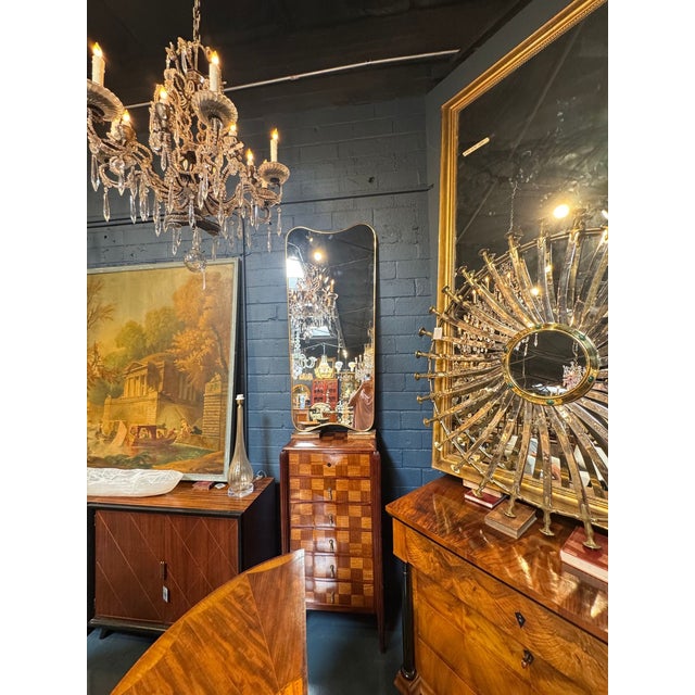 Modern Italian Shaped Brass Mirror For Sale - Image 3 of 4