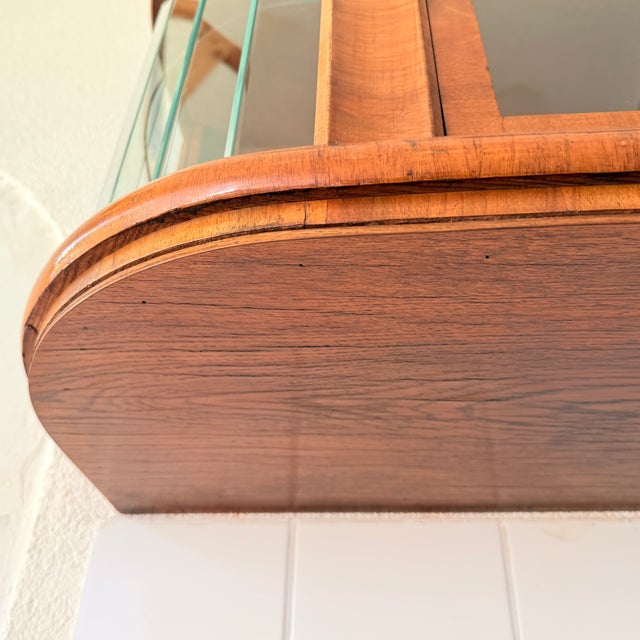 Mid-Century Modern Polish Wall Showcase Cabinet in Beveled Glass and Wood Veneer, 1960s For Sale - Image 9 of 15