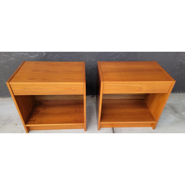 Brown Teak Danish Modern Night Stands - A Pair For Sale - Image 8 of 14