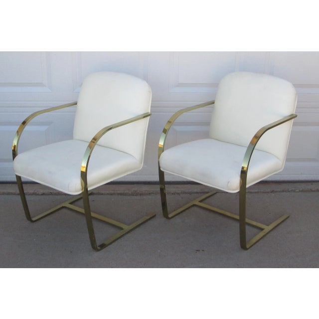 Mid 20th Century Ludwig Mies Van Der Rohe Brno Style Chairs Gold Tone Flat Arm For Sale - Image 15 of 16