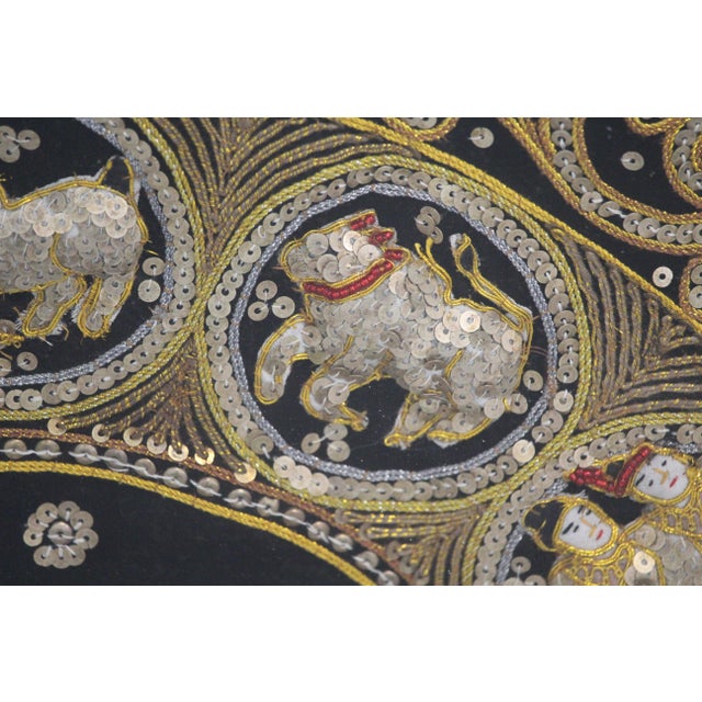1980s Embroidered Elephant Kalaga Wall Tapestry, 1980s For Sale - Image 5 of 16