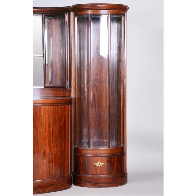 Art Deco Oval-Shaped Sideboard in Rosewood & Original Glass and Mirror, Czech, 1920s For Sale - Image 18 of 18