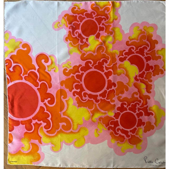 1980s Pierre Cardin Silk Scarf Japaneses Flowers 1980 For Sale - Image 5 of 6