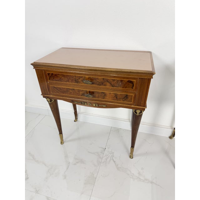 Vintage Italian Bedside Tables with Pink Glass Top and Brass Feet, 1950s, Set of 2 For Sale - Image 14 of 18