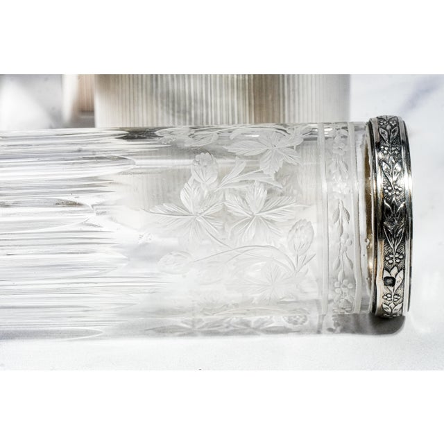 Luxury Collection Art Deco Antique French Sterling Silver Dresser Set Jars Bottles Vanity For Sale - Image 12 of 16