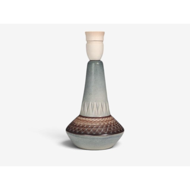 1960s 1960s Mid-Century Modern Soholm Stentoj, Table Lamp, Blue-Grey Glazed Stoneware For Sale - Image 5 of 10