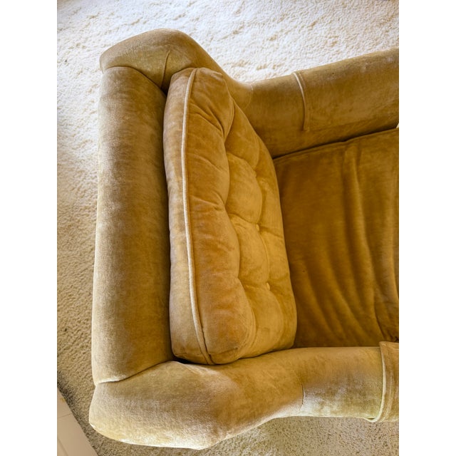Textile Vintage Mid-Century Retro "Shaw" of Charlotte Yellow Velvet Chairs For Sale - Image 7 of 8