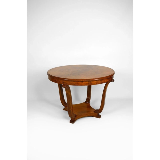 Art Deco Round Pedestal Table in Walnut Veneer, 1930s For Sale - Image 6 of 16