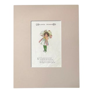 Antique 2-Sided Print from "Flower Children" (1910) w/11x14 Mat: Daisy/Clover For Sale