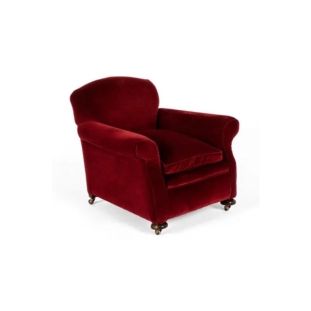 Victorian Red Velvet Armchair For Sale - Image 3 of 13