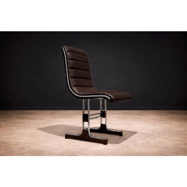 Black Set of 6 Chairs in Leather, Metal & Wood, Braszenski, 1960s For Sale - Image 8 of 13