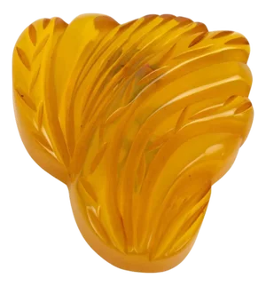 Apple-Juice Bakelite Brooch or DressClip with Floral Carving