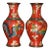 Pair of Vintage Chinese Cloisonné "Dragon & Phoenix" Vases - 1083g For Sale