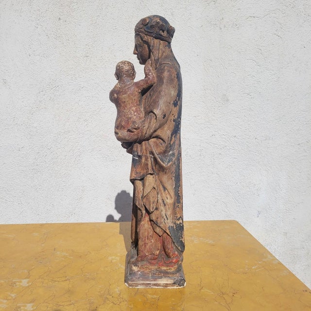 Virgin and Child, 1800s, Limestone For Sale - Image 8 of 18