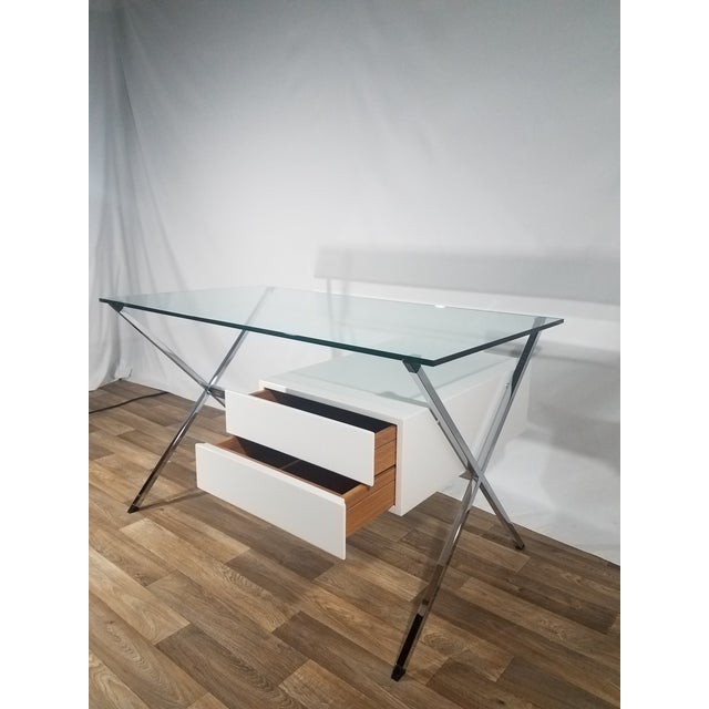 MidCentury Floating Glass Top Writing Desk Chairish