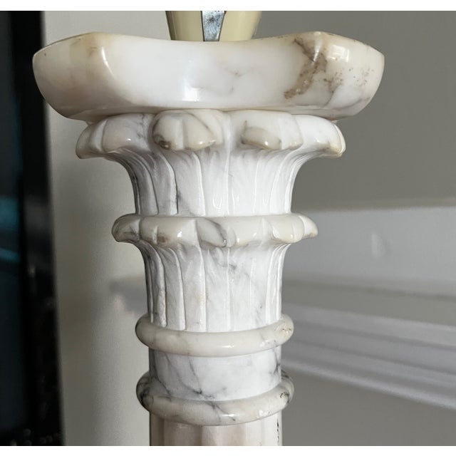 Neoclassical Black and White Marble Neoclassical Column Lamp For Sale - Image 3 of 8