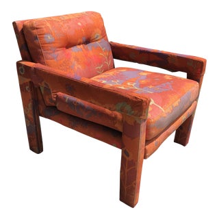 Mid-Century Milo Baughman Parsons Psychedelic Print Armchair Chair For Sale