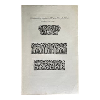 Mid 19th Century Etching Reproduction of French Crypt Architecture by Artist Nicolas Xavier Willemin For Sale