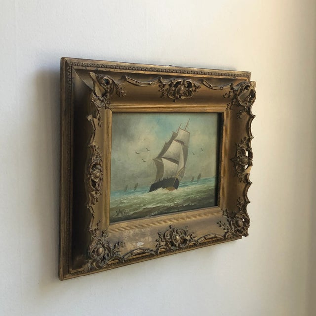 English Late-19th Century British School Oil-On-Canvas Maritime Seascape, Framed For Sale - Image 3 of 12