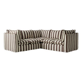 Sophie Conran Coco 3x3 Sectional Sofa - Chocolate Stripes with Knife Edge Cushion For Sale