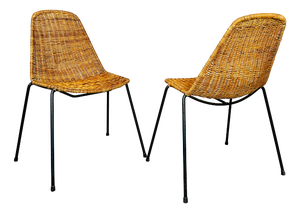 Wicker Chairs attributed to Gianfranco Legler, Italy, 1950s, Set of 2