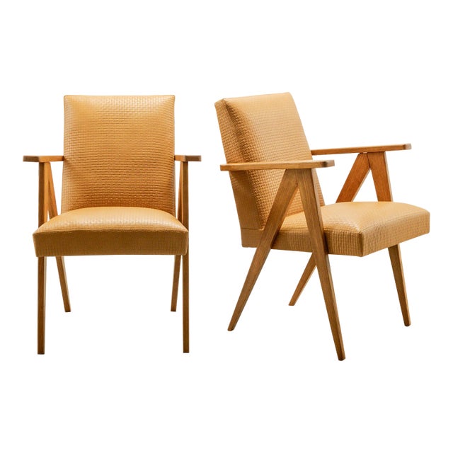 Circa 1950s Modernist Scissor Frame Armchairs- a Pair For Sale
