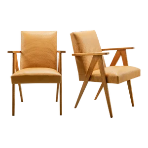 Circa 1950s Modernist Scissor Frame Armchairs- a Pair