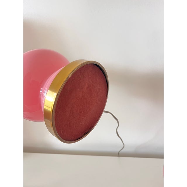 Pair of Rare Pink Murano Glass Lamps - Cenedese Mid 20th Century For Sale - Image 10 of 12