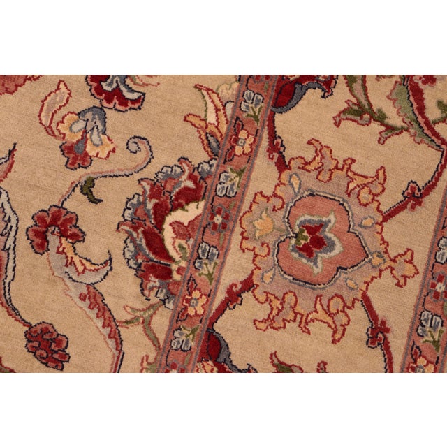 1990s Shabby Chic Medallion 1990's Pak-Persian Taupe/Red Wool Rug - 6'1'' X 8'10'' For Sale - Image 5 of 9