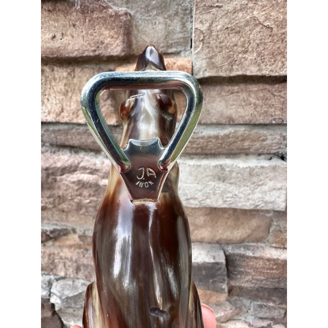 Brown Mid 20th Century Bear Carved Horn Bottle Opener, Made in Spain For Sale - Image 8 of 10