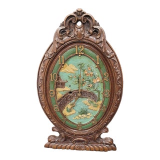 Lux Clock Mfg. Co. - Blossom Time Clock Mantle/Shelf - Syrocowood - Polychrome Art Deco DTD Sept. 10, 1930 Untested For Sale
