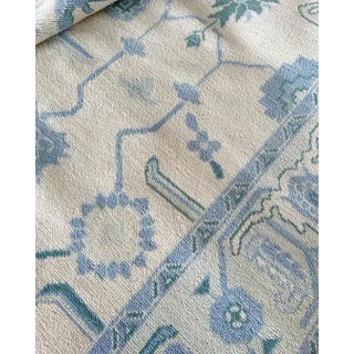 Modern Handknotted Oushak Rug in Soft Blue, Tiffany Blue & Cream, 8' x 10' For Sale