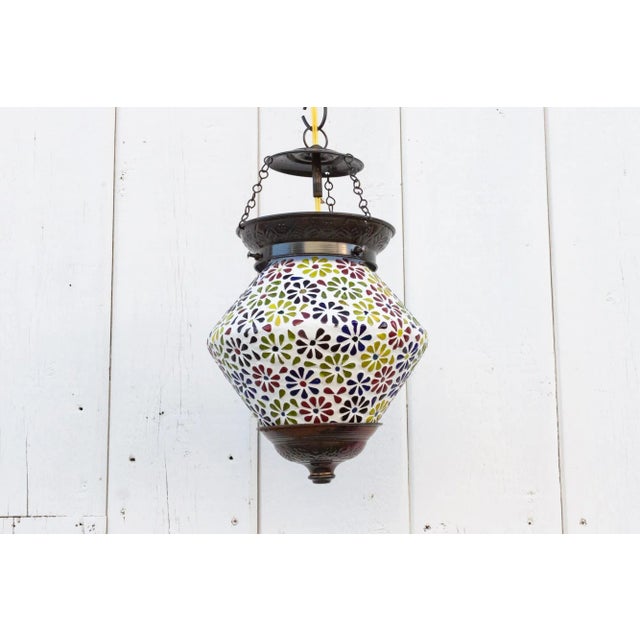 Small Colorful Floral Hanging Lantern For Sale - Image 9 of 9