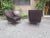 Armchairs in Dark Brown Eco-Leather, Iron Legs and Brass Finish by Gigi Radice for Minotti, 1950s, Set of 2 For Sale - Image 4 of 8