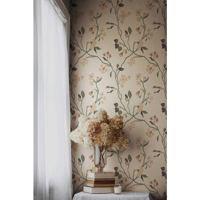Lunaria Vine Wallpaper in Soft Alabaster – Traditional, Made to Order For Sale - Image 4 of 6