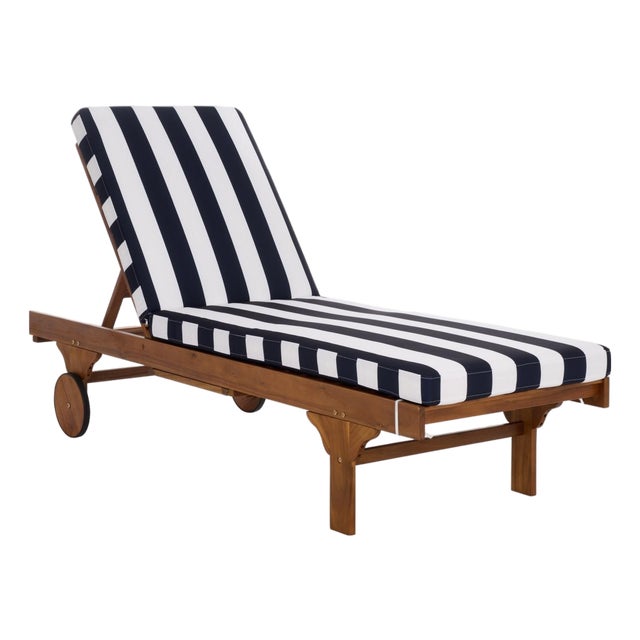 Newport Chaise Lounge, Navy Stripe For Sale