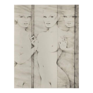 1987 Gérard Daran Nu Au Miroir Signed Lithograph For Sale
