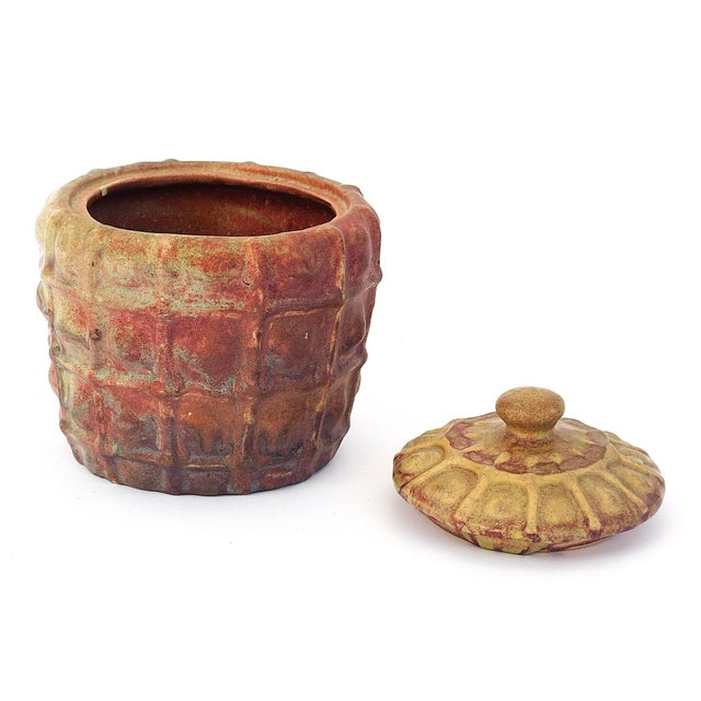 Mid-Century Modern 20th C. Studio Pottery Basket Form Lidded Jar For Sale - Image 3 of 4