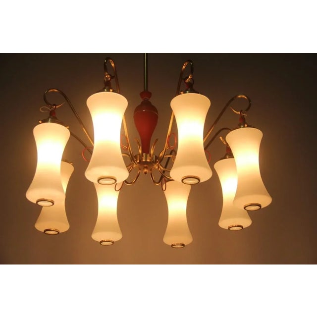 Mid-Century Italian Brass and Glass Chandelier, 1950s For Sale - Image 14 of 18