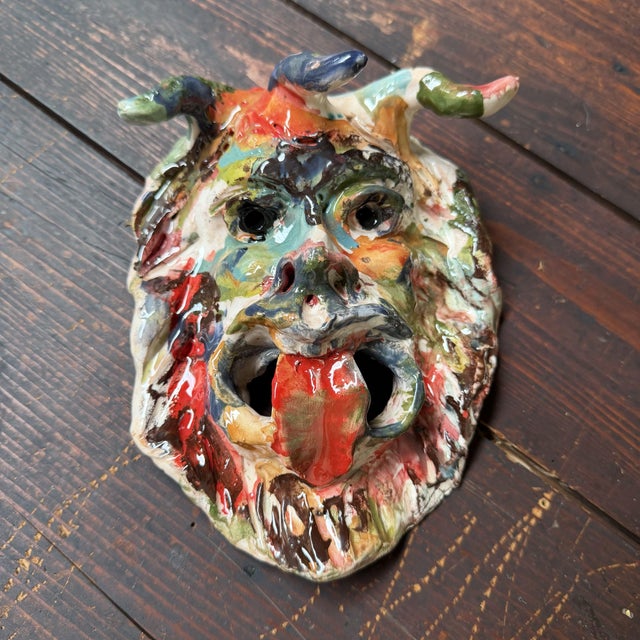 Early 21st Century Apotropaic Ceramic Seminara Mask from Gennaro Condurso, Italy, 2010s For Sale - Image 5 of 10
