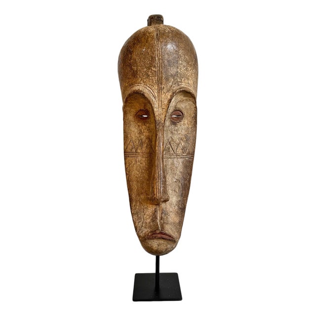 Antique Ngil Fang Tribal Gabon Mask on Stand For Sale