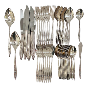 Vintage Community Morning Rose Silverplate Flatware Set, 52 Pieces